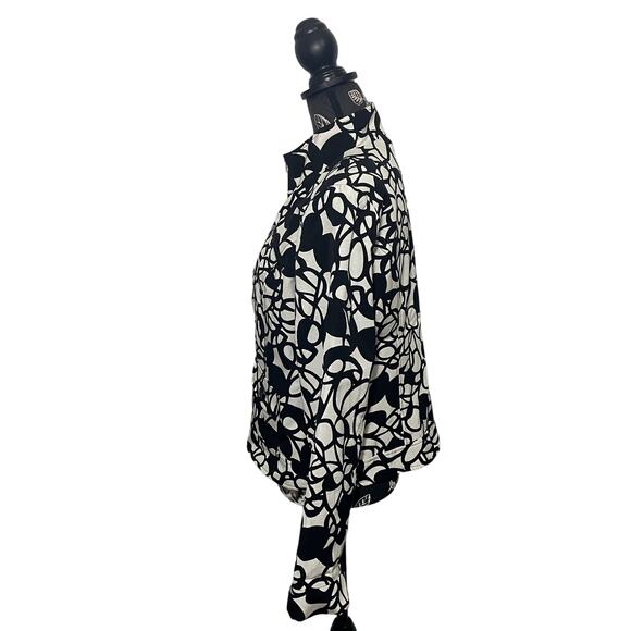 Robert Kitchen Canada Black & White Abstract Print Zip-Up Moto Jacket - Size XL - Picture 5 of 8